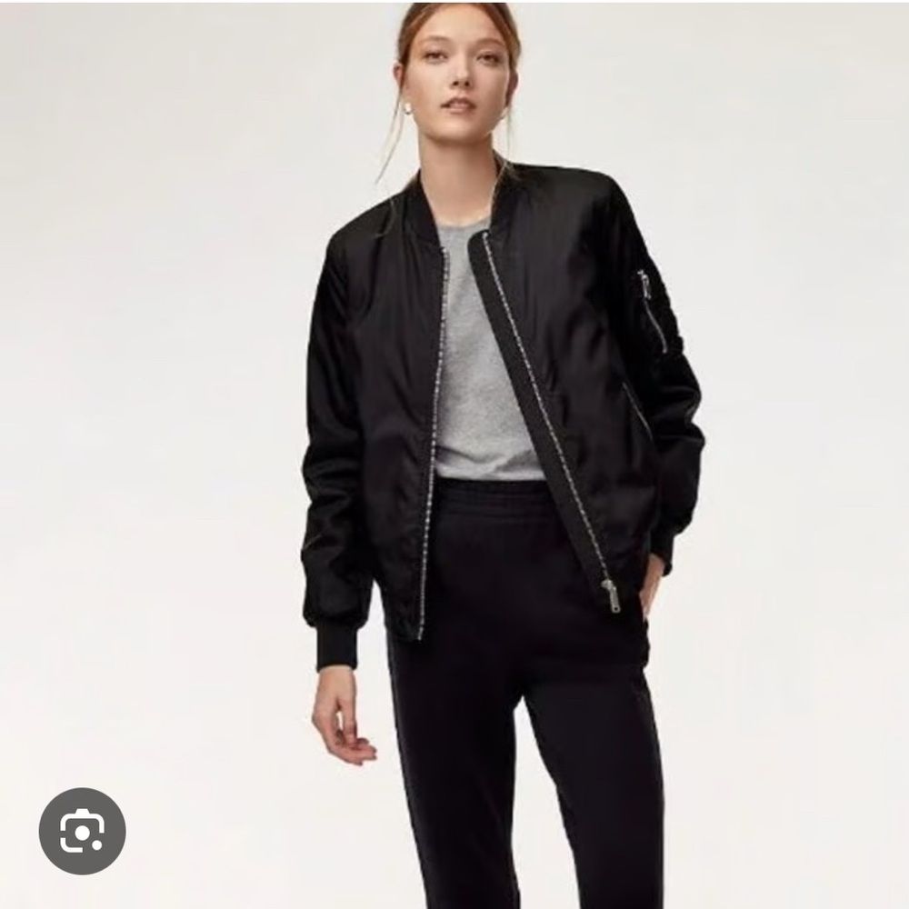 Aritzia Babaton Black Bomber Jacket - Zip-Up